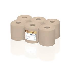 Satino Handtuchrollen PureSoft Centerfeed, 2-lagig, mit Prägung, L 150 m x B 200 mm, 100 % Recycling-Karton, soft beige, 6 x 428 Blatt