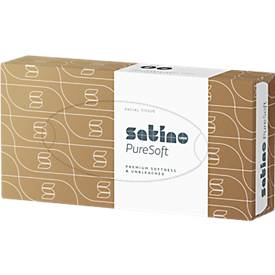Satino Kosmetiktücher PureSoft, 2-lagig, mit Prägung, L 208 x B 203 mm, 100 % Recycling-Karton, soft beige, 100 Stück