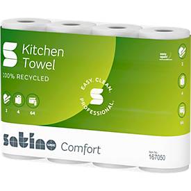 Satino Küchenrollen Comfort, 2-lagig, mit Prägung, L 14 m x B 220 mm, 100 % Recycling-Papier, hochweiß, 4 x 64 Blatt