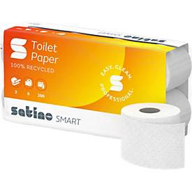 Satino Toilettenpapier Smart, 2-lagig, mit Prägung, L 27,5 m x B 94 mm, Recycling-Papier, weiß, 8 x 250 Blatt