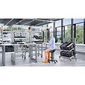 Sattelhocker bimos 9473L, mit Rollen, 3D-Sitzmechanik, höhenverstellbar, bis 120 kg, Stahl & Kunstleder, desinfektionsmittelbeständig, schwarz
