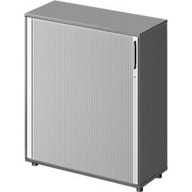 Schäfer Shop Armoire Genius à rideau transversal TETRIS WOOD, 3 HC, L 1000 mm, hauteur avec patins, graphite