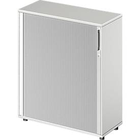 Schäfer Shop Armoire Genius à rideau transversal TETRIS WOOD, 3 HC, L 1000 mm, hauteur avec patins, gris clair