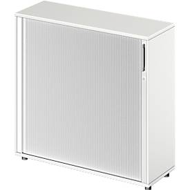 Schäfer Shop Armoire Genius à rideau transversal TETRIS WOOD, 3 HC, L 1200 mm, hauteur incl. patins, blanc