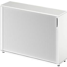 Schäfer Shop Armoire Genius à rideau transversal TETRIS WOOD, 3 HC, L 1600 mm, hauteur incl. patins, cloison médiane, blanc