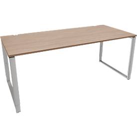 Schäfer Shop Bureau Genius Modena Flex, réglable en hauteur, forme rectangulaire, pied en forme d'étrier, largeur 1800 mm, décor chêne