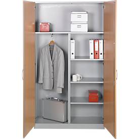 Schäfer Shop Genius Akten-/Garderobenschrank TETRIS SOLID, B 1200 mm, 5 OH, abschließbar, Buche-Dekor/weißalu