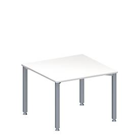 Schäfer Shop Genius Anbautisch MODENA FLEX, höhenverstellbar, Quadrat-Form, 4-Fuß-Quadratrohr, B 1000 x T 1000 mm, weiß 