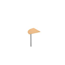 Schäfer Shop Genius Ansatztisch BST, Viertelkreis, Rundrohrfuß, B 800 x T 800 x H 717 mm, Buche/weißaluminium RAL 9006