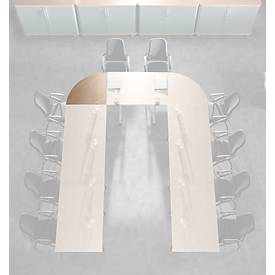 Schäfer Shop Genius Ansatztisch BST, Viertelkreis, Rundrohrfuß, B 800 x T 800 x H 717 mm, Eiche-Dekor/weißaluminium RAL 9006