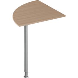 Schäfer Shop Genius Ansatztisch BST, Viertelkreis, Rundrohrfuß, B 800 x T 800 x H 717 mm, Eiche-Dekor/weißaluminium RAL 9006