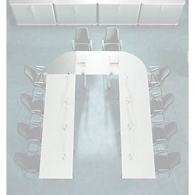Schäfer Shop Genius Ansatztisch BST, Viertelkreis, Rundrohrfuß, B 800 x T 800 x H 717 mm, lichtgrau/weißaluminium RAL 9006