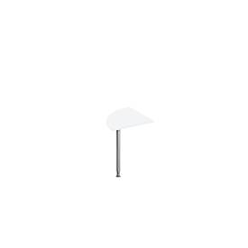 Schäfer Shop Genius Ansatztisch BST, Viertelkreis, Rundrohrfuß, B 800 x T 800 x H 717 mm, weiß/weißaluminium RAL 9006