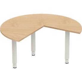 Schäfer Shop Genius Ansatztisch PLANOVA ergoSTYLE, 3/4 Kreis, Ansatz rechts oder links, Ahorn-Dekor/weiß