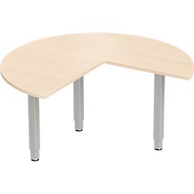 Schäfer Shop Genius Ansatztisch PLANOVA ergoSTYLE, 3/4 Kreis, Ansatz rechts oder links, Ahorn-Dekor/weißalu