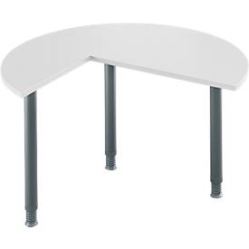 Schäfer Shop Genius Ansatztisch PLANOVA ergoSTYLE, 3/4 Kreis, Ansatz rechts oder links, lichtgrau/weißalu