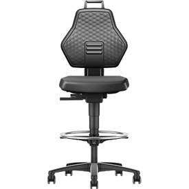 Schäfer Shop Genius Arbeitsstuhl, ohne Armlehnen, Auto-Synchronmechanik, Sitz-Stopp-Rollen, Fußring, Kunstleder, schwarz