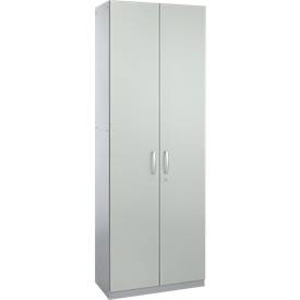 Schäfer Shop Genius Armario de puertas batientes TETRIS SOLID, cuerpo de acero, 5 AA, An 800 mm, con cerradura, gris luminoso/aluminio blanco