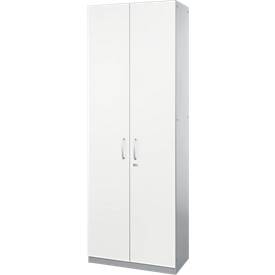 Schäfer Shop Genius Armoire à portes battantes TETRIS SOLID, corps en acier, 5 HC, l. 800 mm, verrouillable, blanc/alu blanc 