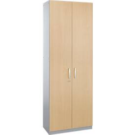 Schäfer Shop Genius Armoire à portes battantes TETRIS SOLID, corps en acier, 5 HC, l. 800 mm, verrouillable, érable/alu blanc 