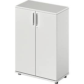 Schäfer Shop Genius Armoire à portes battantes TETRIS WOOD, 3 HC, hauteur incl. patins, L 800 mm, gris clair
