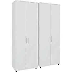 Schäfer Shop Genius Armoire à portes battantes TETRIS WOOD, avec patins, L 1000 x P 421 x H 2270 mm (6 HC), gris clair, 2 pièces