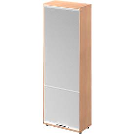 Schäfer Shop Genius Armoire à rideau coulissant vertical TETRIS WOOD, 5,5 HC, H 2270 mm, hauteur (patins inclus), coloris hêtre