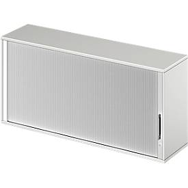 Schäfer Shop Genius Aufsatz-Querrolladenschrank TETRIS WOOD, 2 OH, B 1600 x T 421 x H 750 mm, Mitteltrennwand, lichtgrau