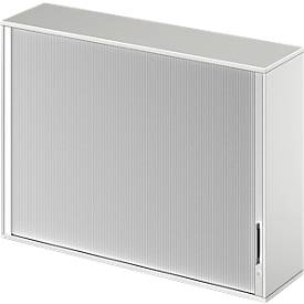 Schäfer Shop Genius Aufsatz-Querrolladenschrank TETRIS WOOD, 3 OH, B 1600 x T 421 x H 1110 mm, Mitteltrennwand, lichtgrau