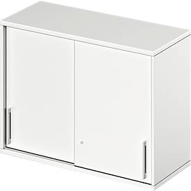 Schäfer Shop Genius Aufsatz-Schiebetürenschrank TETRIS WOOD, 2 OH, B 1000 mm, Höhe inkl. Gleiter, weiß