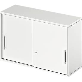 Schäfer Shop Genius Aufsatz-Schiebetürenschrank TETRIS WOOD, 2 OH, B 1200 mm, Höhe inkl. Gleiter, weiß