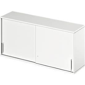 Schäfer Shop Genius Aufsatz-Schiebetürenschrank TETRIS WOOD, 2 OH, B 1600 mm, Höhe inkl. Gleiter, weiß