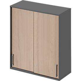 Schäfer Shop Genius Aufsatz-Schiebetürenschrank TETRIS WOOD, 3 OH, B 1000 mm, graphit/Eiche