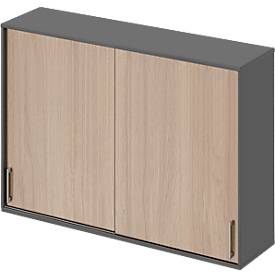 Schäfer Shop Genius Aufsatz-Schiebetürenschrank TETRIS WOOD, 3 OH, B 1600 mm, graphit/Eiche