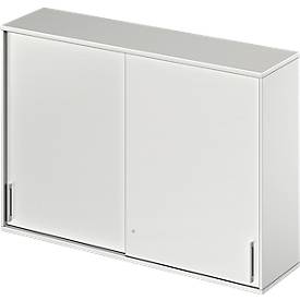 Schäfer Shop Genius Aufsatz-Schiebetürenschrank TETRIS WOOD, 3 OH, B 1600 mm, lichtgrau