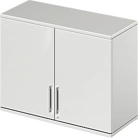 Schäfer Shop Genius Aufsatzschrank TETRIS WOOD, 2 OH, B 1000 mm, abschließbar, lichtgrau