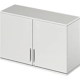 Schäfer Shop Genius Aufsatzschrank TETRIS WOOD, 2 OH, B 1200 mm, abschließbar, lichtgrau