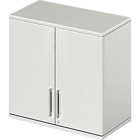 Schäfer Shop Genius Aufsatzschrank TETRIS WOOD, 2 OH, B 800 mm, abschließbar, lichtgrau