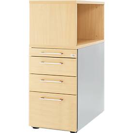 Schäfer Shop Genius Beistellcontainer mit Aufsatzregal, abschließbar, Griff 2, ahorn 