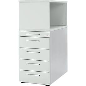 Schäfer Shop Genius Beistellcontainer mit Aufsatzregal, abschließbar, Griff 2, lichtgrau 