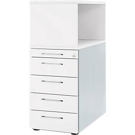 Schäfer Shop Genius Beistellcontainer mit Aufsatzregal, abschließbar, Griff 2, weiß 