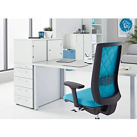 Schäfer Shop Genius Beistellcontainer mit Aufsatzschrank inkl. Schiebetür, Container & Schiebetür abschließbar, mit Griff eckig, lichtgrau 