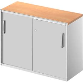 Schäfer Shop Genius Beistellschrank TETRIS SOLID, 2 OH, in Schreibtischhöhe, B 1000 mm, 25 mm Abdeckplatte, Buche-Dekor/weißalu