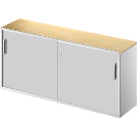 Schäfer Shop Genius Beistellschrank TETRIS SOLID, 2 OH, in Schreibtischhöhe, B 1600 mm, 25 mm Abdeckplatte, Ahorn-Dekor/weißalu