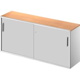 Schäfer Shop Genius Beistellschrank TETRIS SOLID, 2 OH, in Schreibtischhöhe, B 1600 mm, 25 mm Abdeckplatte, Buche-Dekor/weißalu