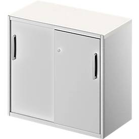 Schäfer Shop Genius Beistellschrank TETRIS SOLID, 2 OH, in Schreibtischhöhe, B 800 mm, 25 mm Abdeckplatte, weiß/weißalu