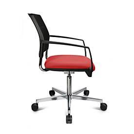 Schäfer Shop Genius Besucherstuhl SSI Proline Visit S3+, Netzrückenlehne, Universalrollen, rot/schwarz