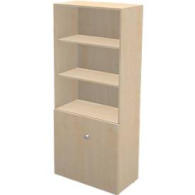 Schäfer Shop Genius Bibliothèque combinée étagères et portes TETRIS WALL, 5 HC, l. 800 x P 440 x H 1880 mm, décor érable