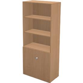 Schäfer Shop Genius Bibliothèque combinée étagères et portes TETRIS WALL, 5 HC, l. 800 x P 440 x H 1880 mm, décor hêtre