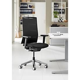 Schäfer Shop Genius Bürostuhl Matrix, mit Armlehnen, Auto-Synchronmechanik, Polstersitz, Netzrücken, Lordosenstütze, schwarz/alusilber